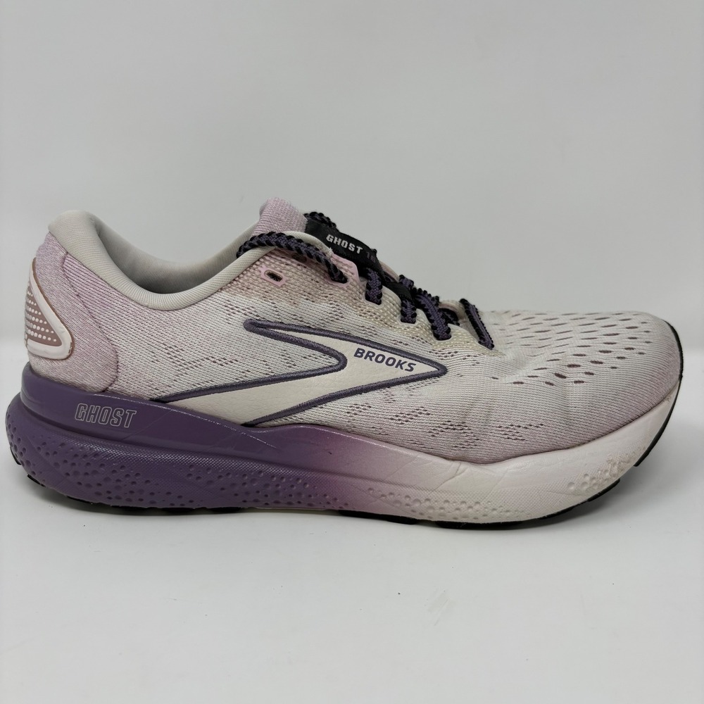 Brooks Ghost 16 Women's Size 7.5 White Purple Running Shoes (1204071B082)